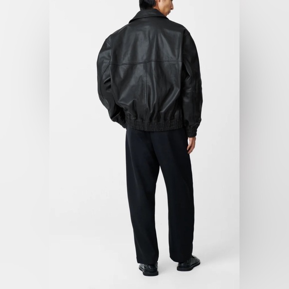 Black Kidskin Goat Leather Bomber Jacket XL - Picture 2 of 11